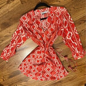 Maria Cher Ayacucho Vibrant Red and White Mini Dress